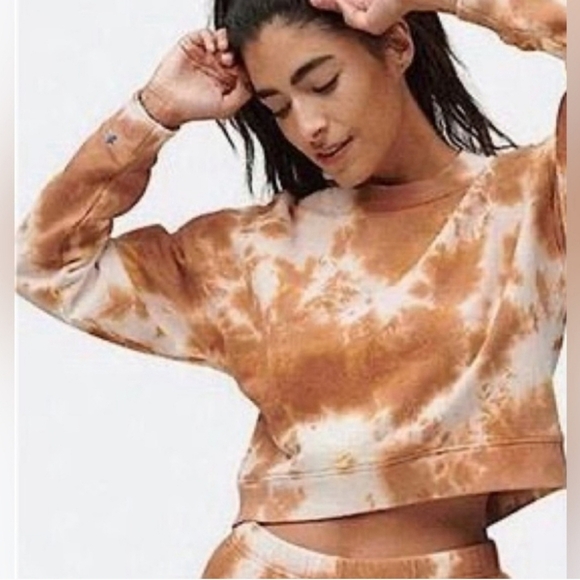 Mate Organic Terry Crop Sweatshirt Pullover Tie Dye Size Small - Picture 1 of 7